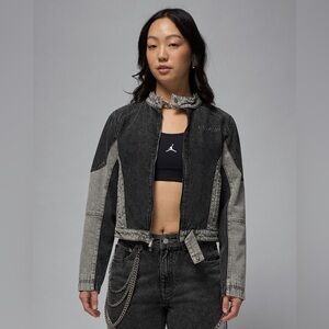 Nike Air Jordan Women's Moto Jacket black/Flat and pewter/gray colorway